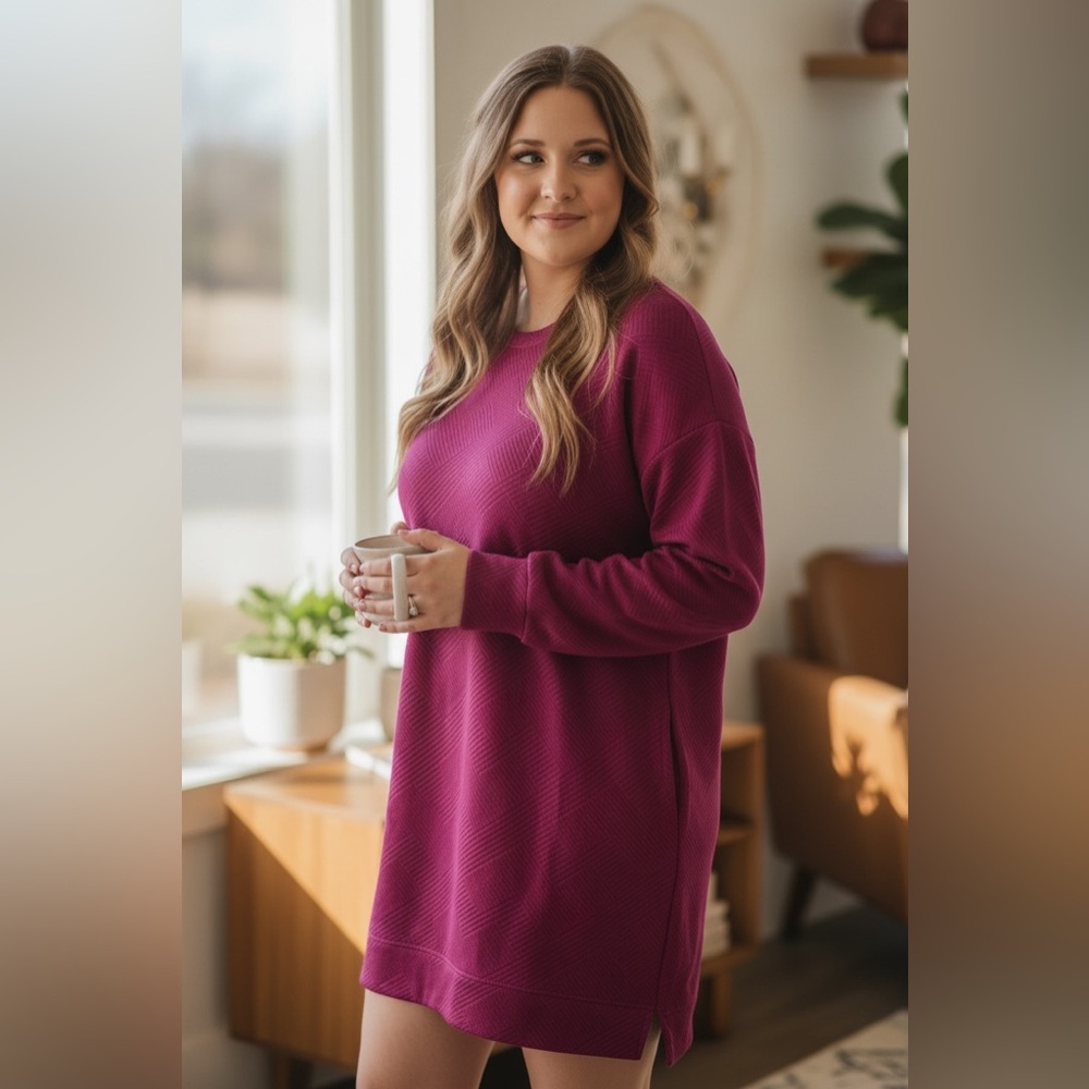 Very J Elegant Sweater Dress With Pockets